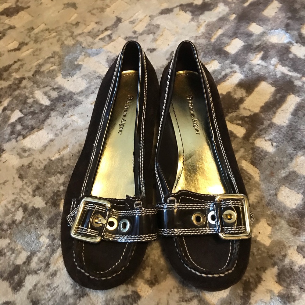 Etienne Aigner Brown Buckle Flats